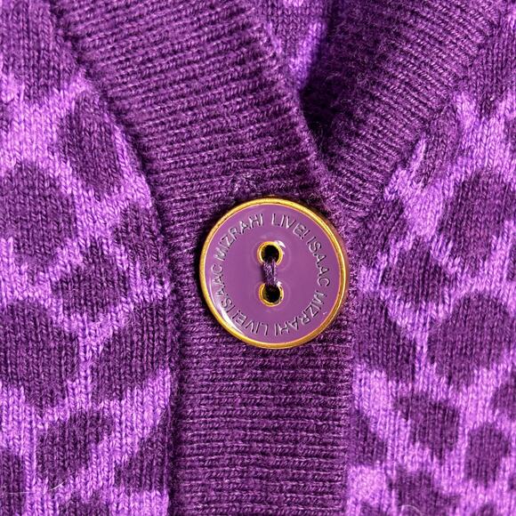Isaac Mizrahi Sweater Womens Large Purple Animal Snake Print Long Quirky Whimsy - Picture 3 of 10